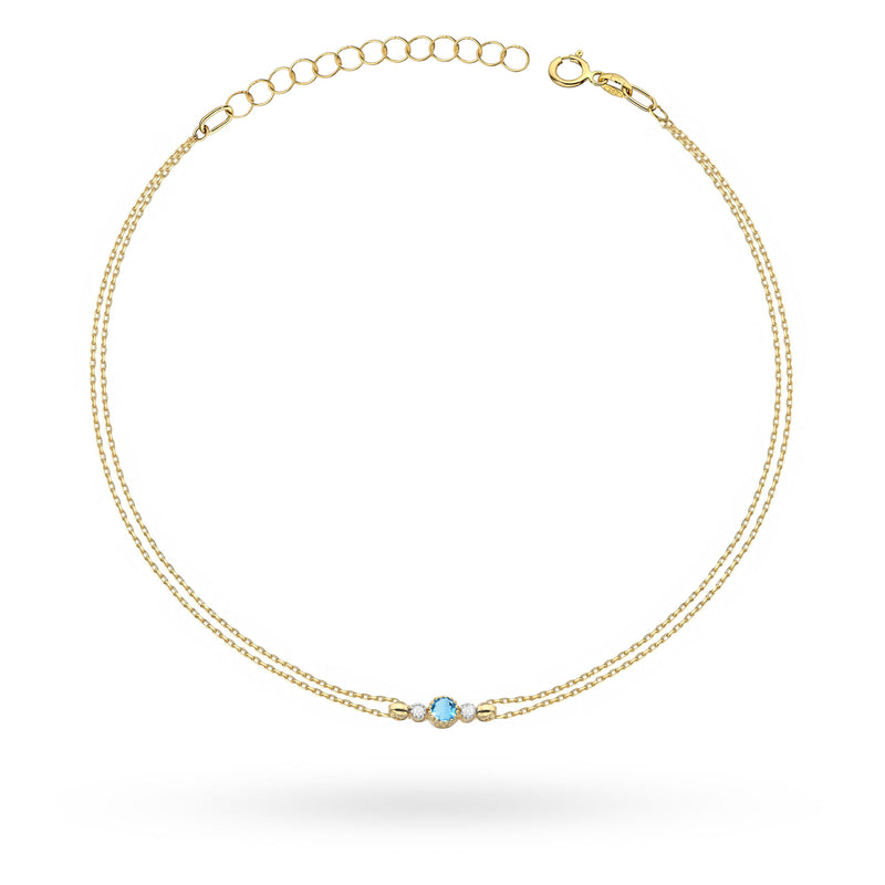 Bratara Aur 14K cu Topaz Swiss 0.15 ct si Diamante Naturale 0.03 ct — Aur galben