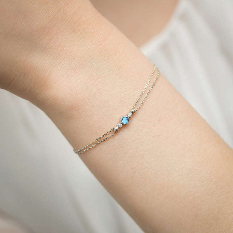Bratara Aur 14K cu Topaz Swiss 0.15 ct si Diamante Naturale 0.03 ct, imaginea 6 din 6