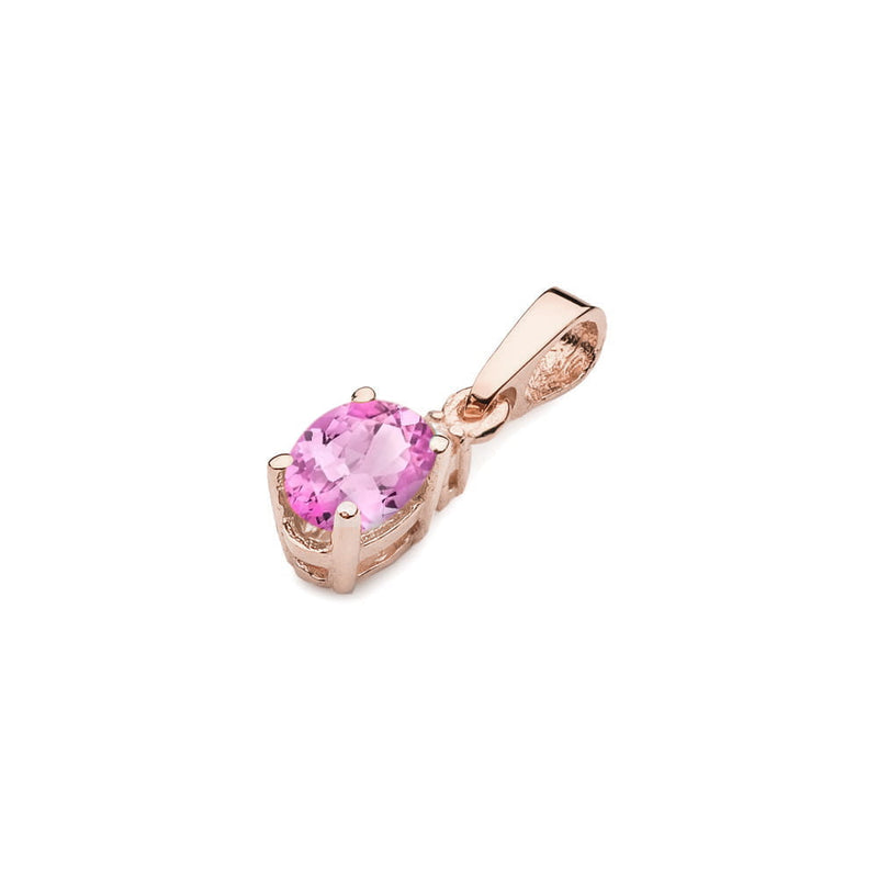 Pandantiv Aur 14K cu Topaz Roz 0.50 ct si Diamant Natural 0.01 ct, imaginea 4 din 6