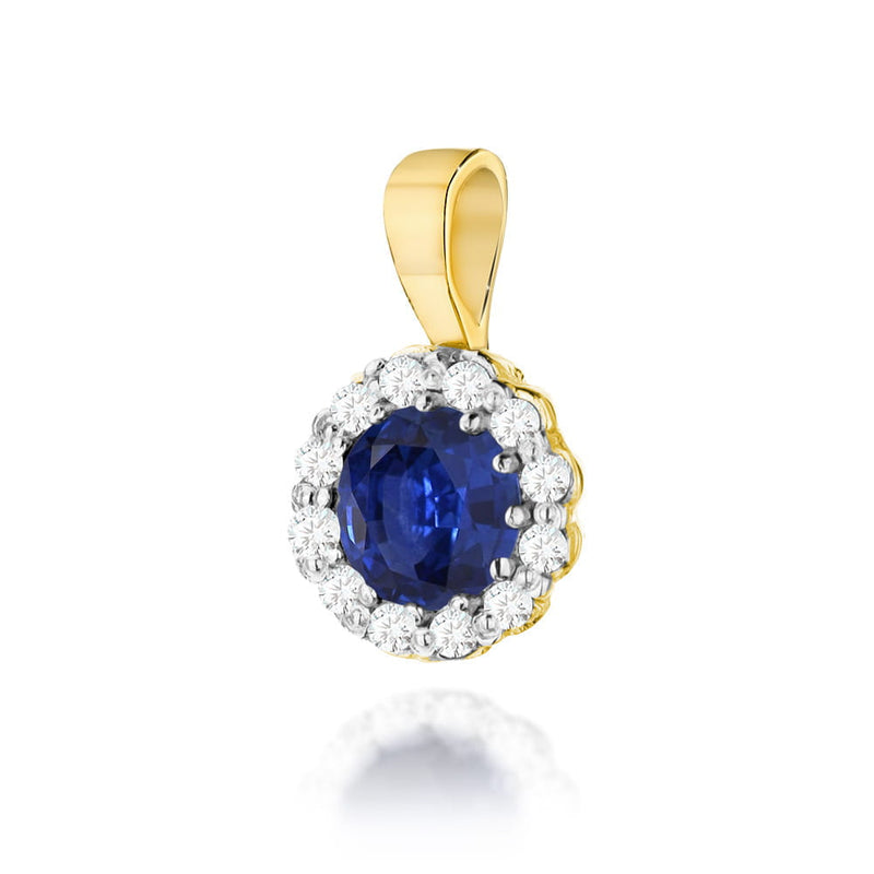 Pandantiv Aur 14K cu Safir 0.50 ct si Diamante Naturale 0.10 ct — Aur galben