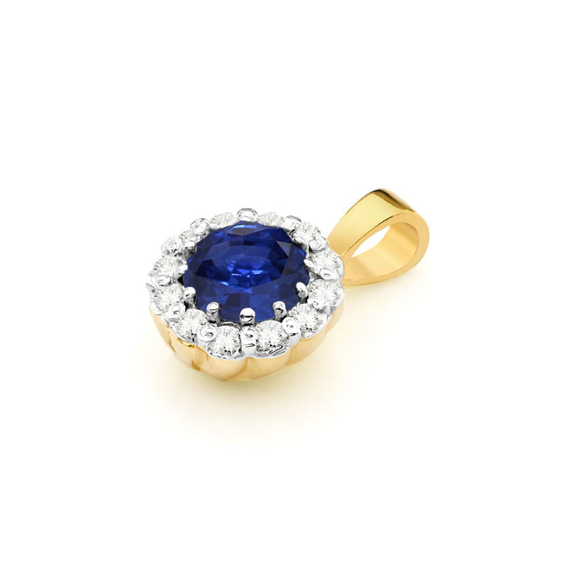 Pandantiv Aur 14K cu Safir 0.50 ct si Diamante Naturale 0.10 ct, imaginea 2 din 6