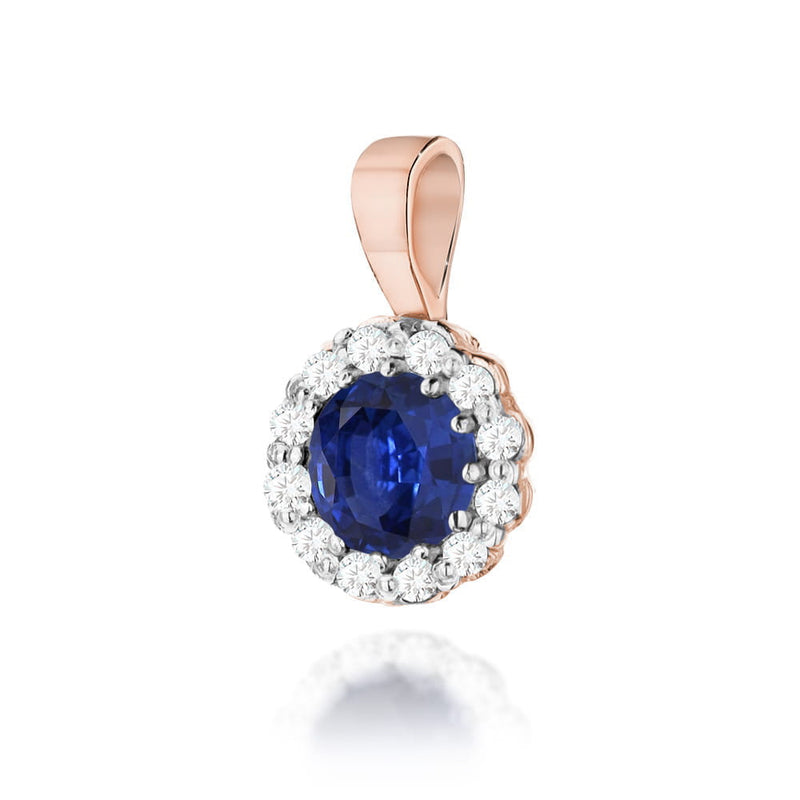 Pandantiv Aur 14K cu Safir 0.50 ct si Diamante Naturale 0.10 ct, imaginea 3 din 6