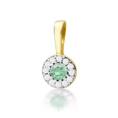 Pandantiv Aur 14K cu Smarald 0.15 ct si Diamante Naturale 0.10 ct