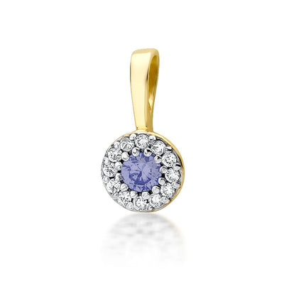 Pandantiv Aur 14K cu Tanzanit 0.15 ct si Diamante Naturale 0.10 ct