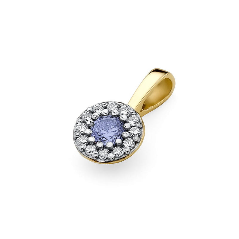 Pandantiv Aur 14K cu Tanzanit 0.15 ct si Diamante Naturale 0.10 ct, imaginea 2 din 6