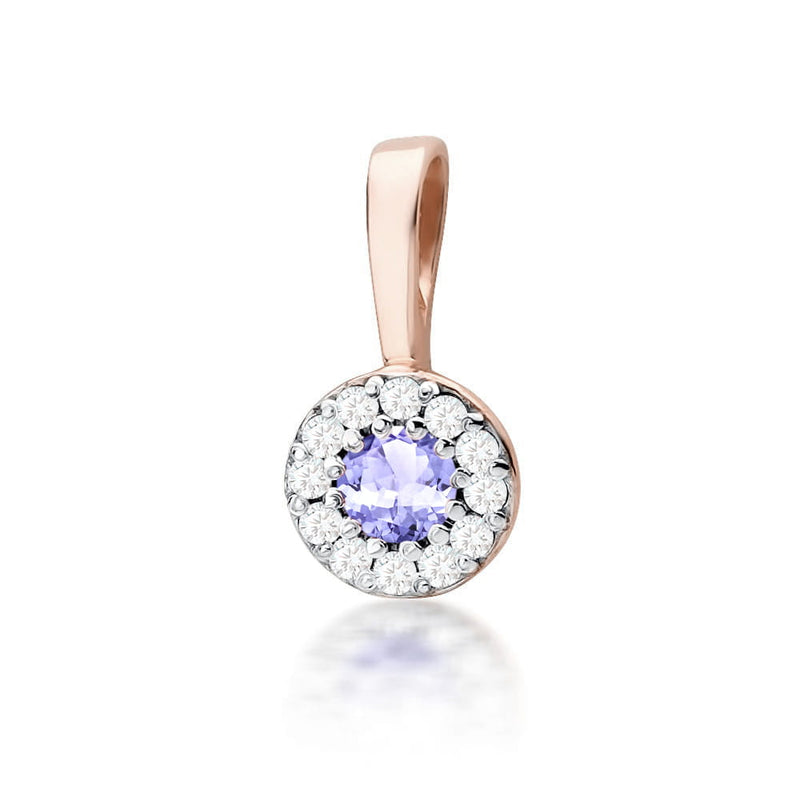 Pandantiv Aur 14K cu Tanzanit 0.15 ct si Diamante Naturale 0.10 ct, imaginea 3 din 6