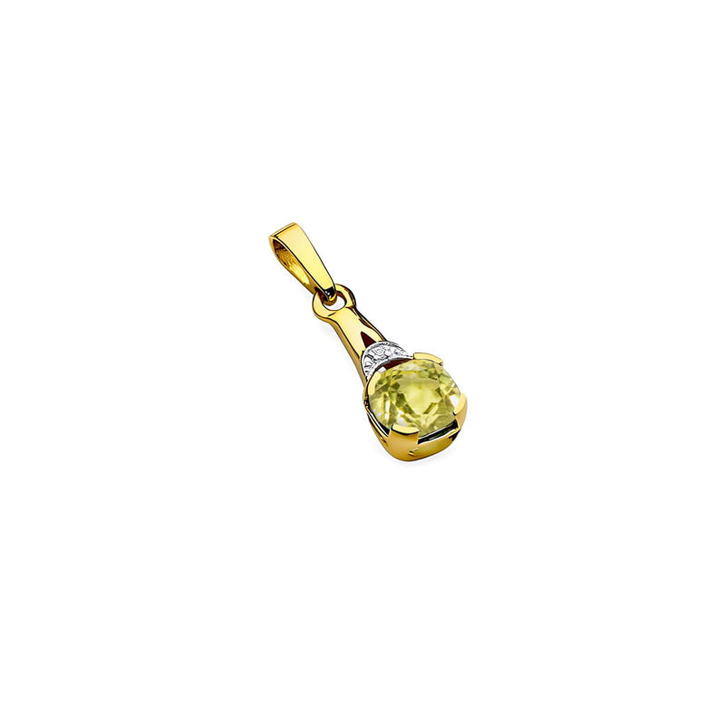 Pandantiv Aur 14K cu Peridot 1.00 ct si Diamant Natural 0.01 ct, imaginea 2 din 6