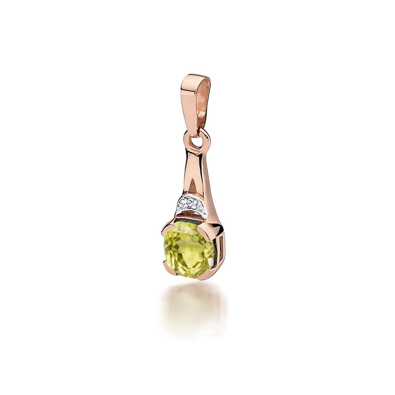 Pandantiv Aur 14K cu Peridot 1.00 ct si Diamant Natural 0.01 ct, imaginea 3 din 6