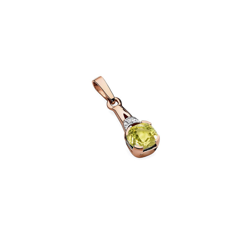 Pandantiv Aur 14K cu Peridot 1.00 ct si Diamant Natural 0.01 ct, imaginea 4 din 6
