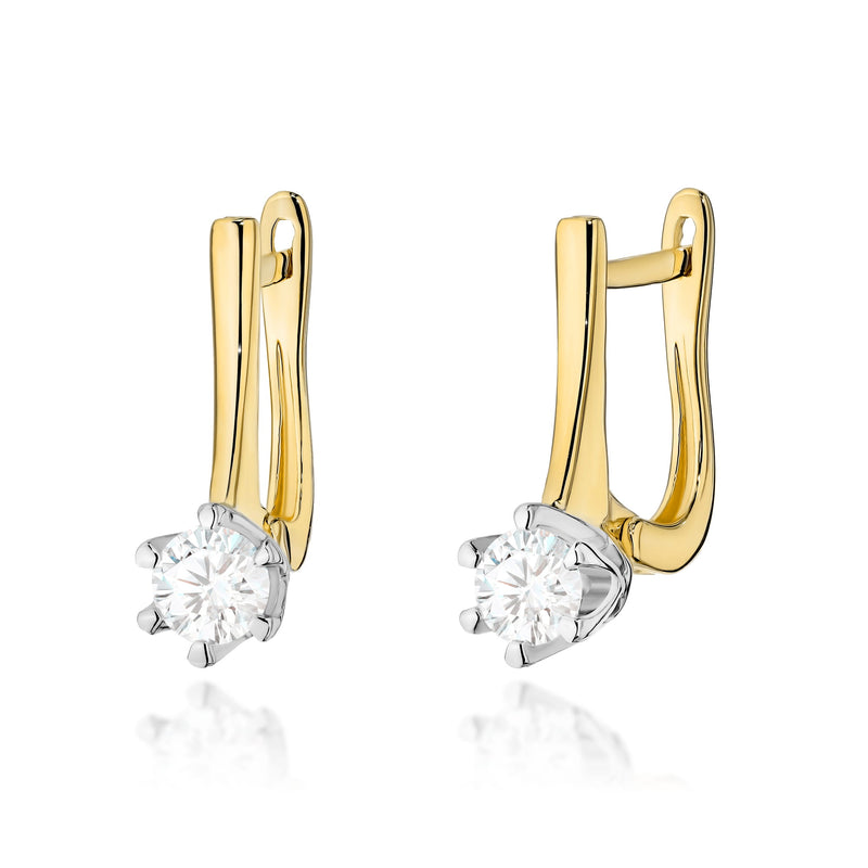 Cercei Aur 14K cu Diamante Naturale 0.30 ct — Aur galben