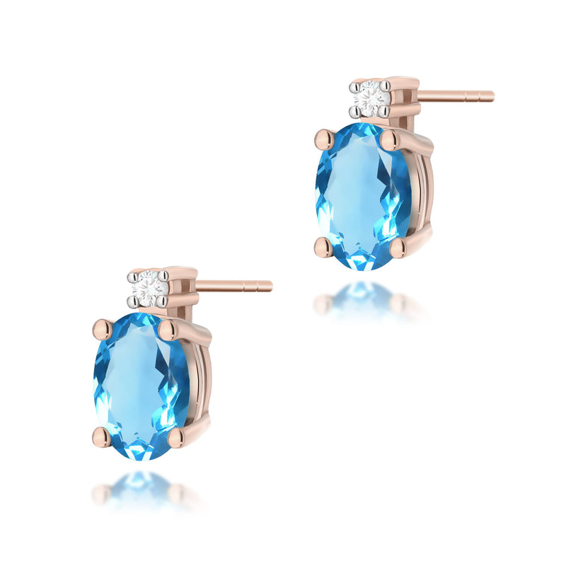 Cercei Aur 14K cu Topaz Swiss 0.50 ct si Diamante Naturale 0.03 ct, imaginea 4 din 9