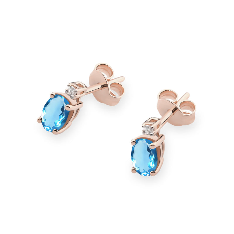 Cercei Aur 14K cu Topaz Swiss 0.50 ct si Diamante Naturale 0.03 ct, imaginea 5 din 9