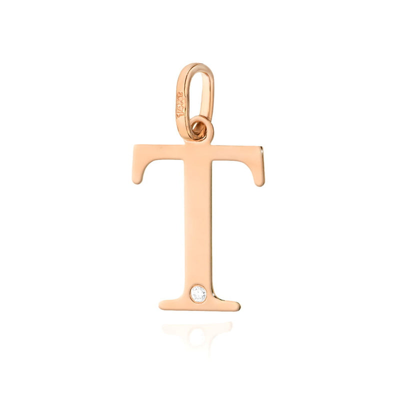 Pandantiv Aur 14K cu Diamante Naturale 0.01 ct — Aur roz