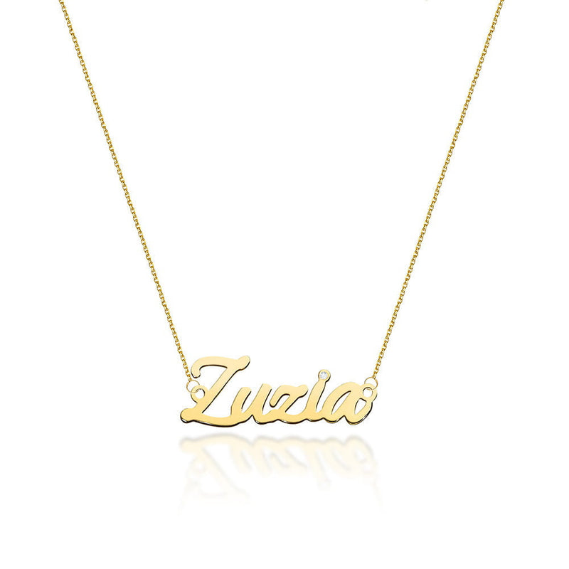 Colier Aur 14K cu Diamant Natural 0.01 ct — Aur galben