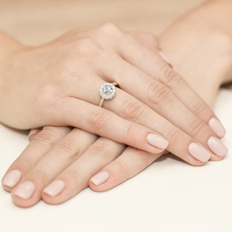 Inel Aur 14K cu White Sapphire 0.60 ct si Diamante Naturale 0.17 ct, imaginea 12 din 12