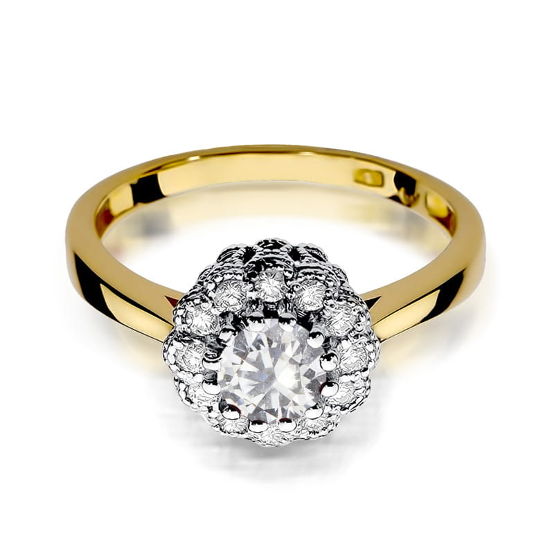 Inel Aur 14K cu White Sapphire 0.60 ct si Diamante Naturale 0.17 ct, imaginea 2 din 12