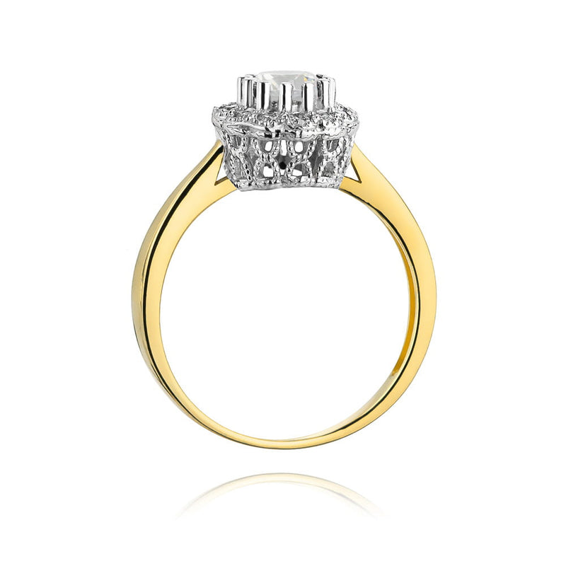 Inel Aur 14K cu White Sapphire 0.60 ct si Diamante Naturale 0.17 ct, imaginea 3 din 12