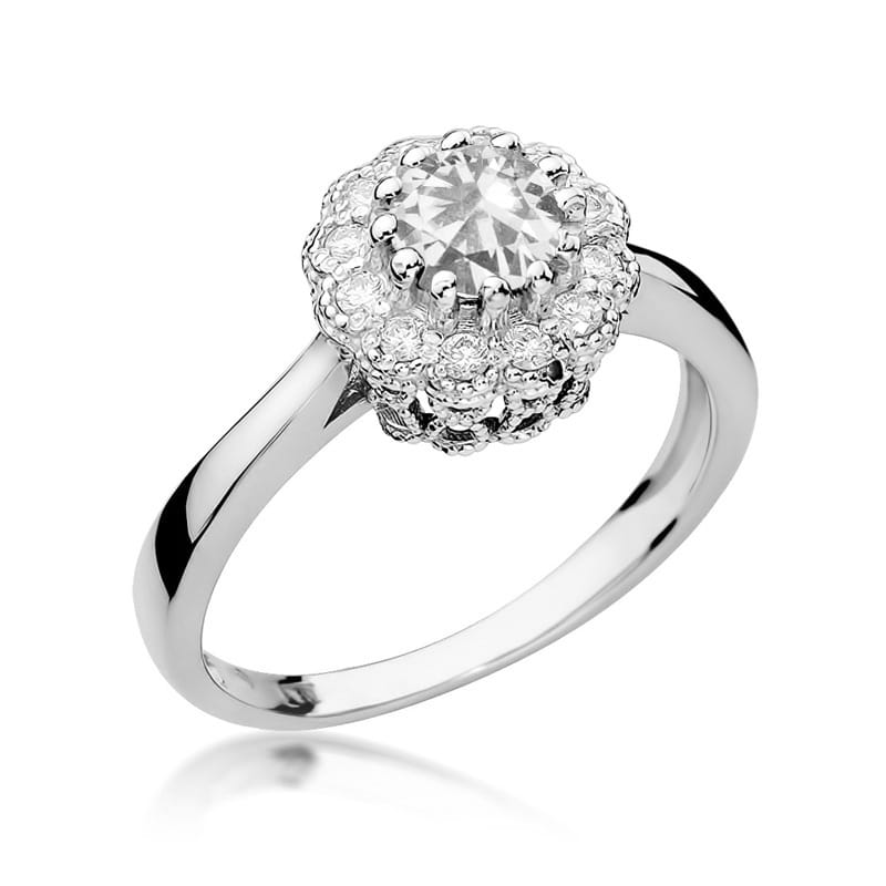 Inel Aur 14K cu White Sapphire 0.60 ct si Diamante Naturale 0.17 ct, imaginea 9 din 12