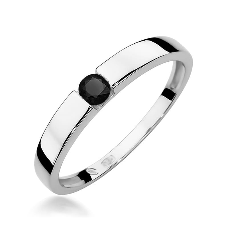 Inel Aur 14K cu Diamant Natural Negru 0.12 ct, imaginea 9 din 11