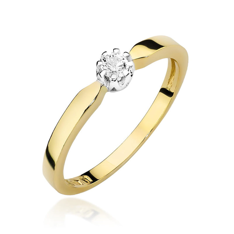Inel Aur 14K cu Diamant Natural 0.08 ct — Aur galben