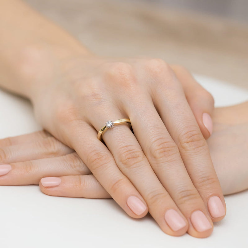 Inel Aur 14K cu Diamant Natural 0.08 ct, imaginea 4 din 12