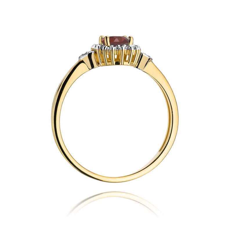 Inel Aur 14K cu Granat 0.50 ct si Diamante Naturale 0.10 ct, imaginea 3 din 12