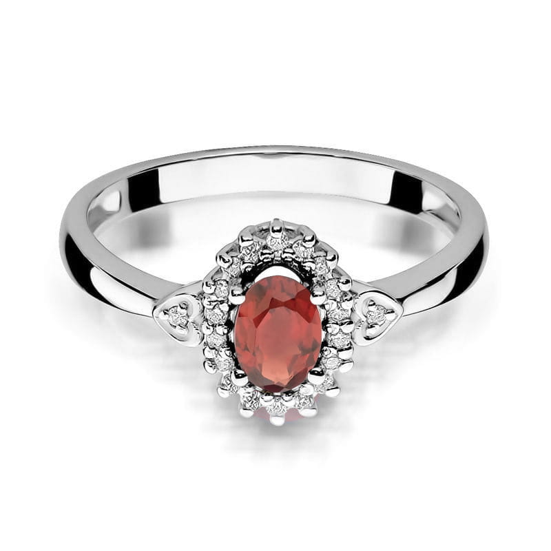 Inel Aur 14K cu Granat 0.50 ct si Diamante Naturale 0.10 ct, imaginea 10 din 12