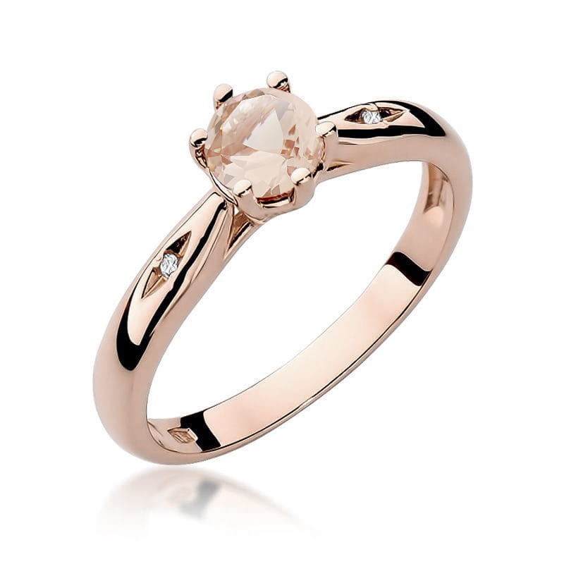 Inel Aur 14K cu Morganit 0.40 ct si Diamante Naturale 0.01 ct, imaginea 5 din 12