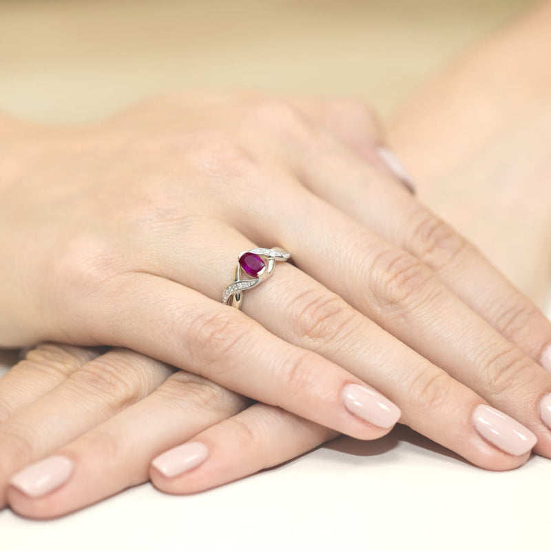Inel Aur 14K cu Rhodolite 0.50 ct si Diamante Naturale 0.05 ct, imaginea 12 din 12