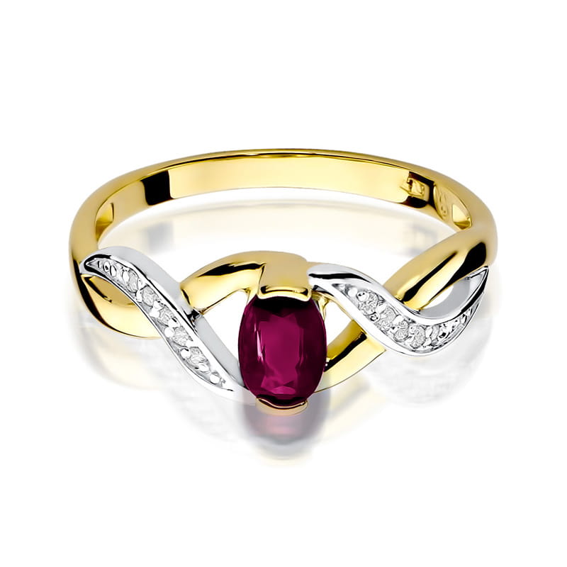Inel Aur 14K cu Rhodolite 0.50 ct si Diamante Naturale 0.05 ct, imaginea 2 din 12