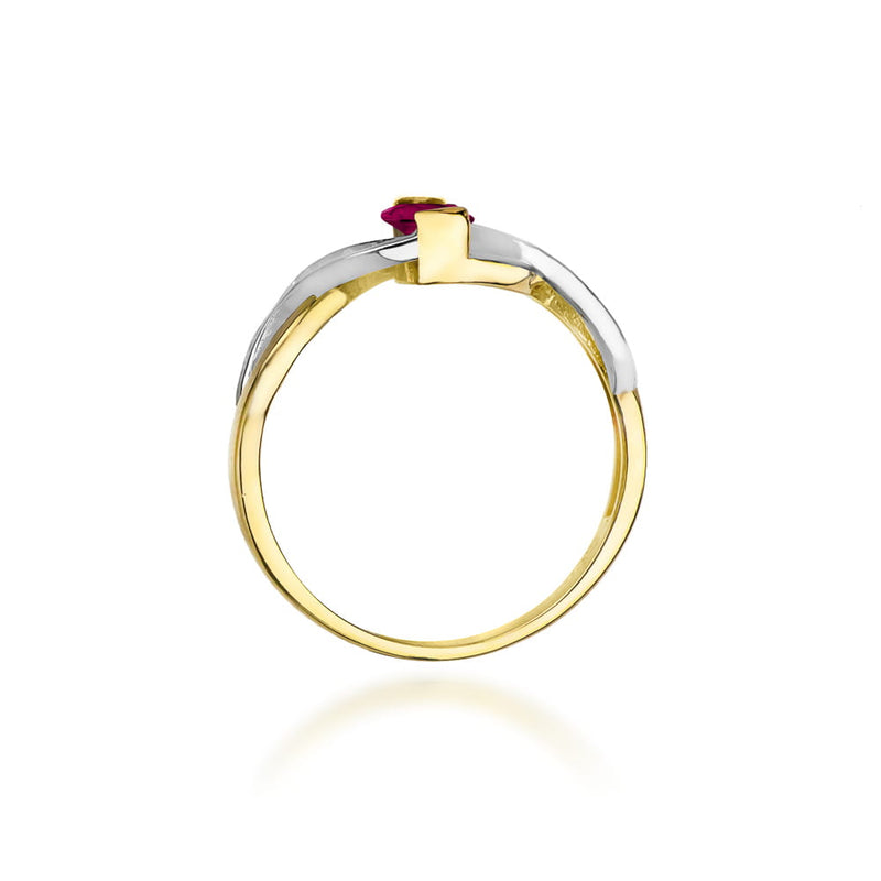 Inel Aur 14K cu Rhodolite 0.50 ct si Diamante Naturale 0.05 ct, imaginea 3 din 12