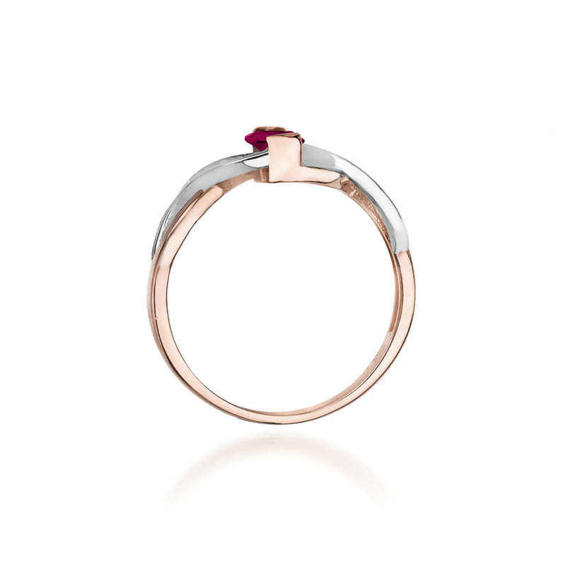 Inel Aur 14K cu Rhodolite 0.50 ct si Diamante Naturale 0.05 ct, imaginea 7 din 12