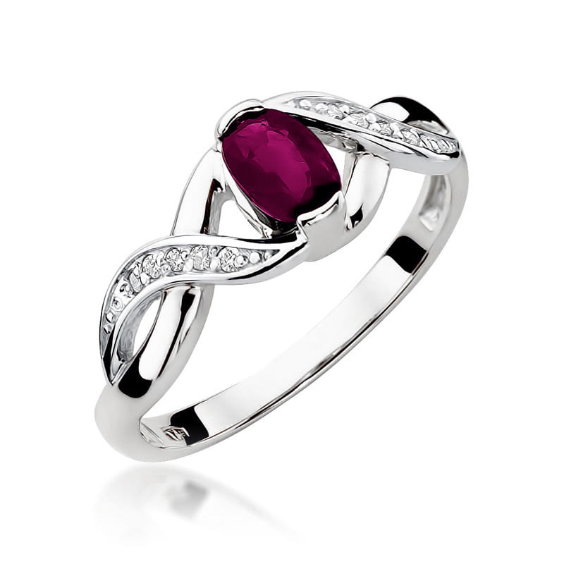 Inel Aur 14K cu Rhodolite 0.50 ct si Diamante Naturale 0.05 ct, imaginea 9 din 12