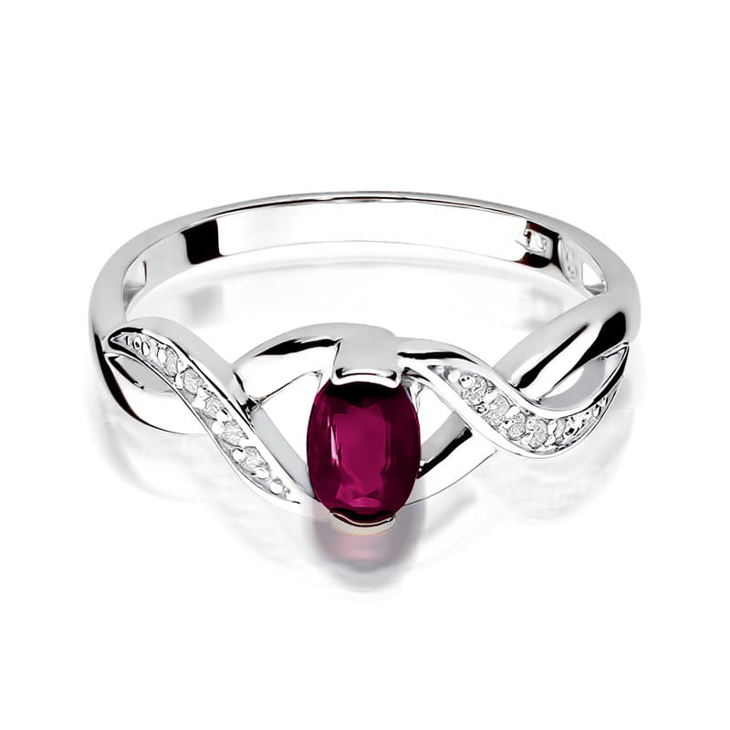 Inel Aur 14K cu Rhodolite 0.50 ct si Diamante Naturale 0.05 ct, imaginea 10 din 12