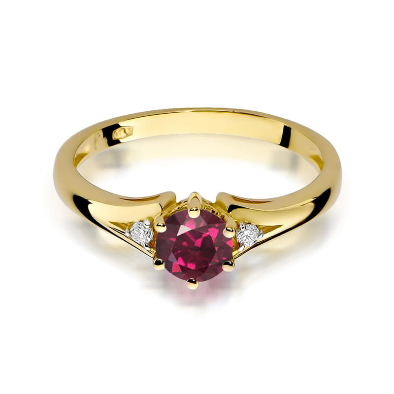 Inel Aur 14K cu Rhodolite 0.60 ct si Diamante Naturale 0.03 ct, imaginea 2 din 12