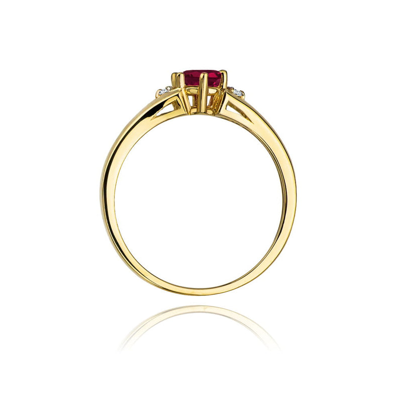 Inel Aur 14K cu Rhodolite 0.60 ct si Diamante Naturale 0.03 ct, imaginea 3 din 12