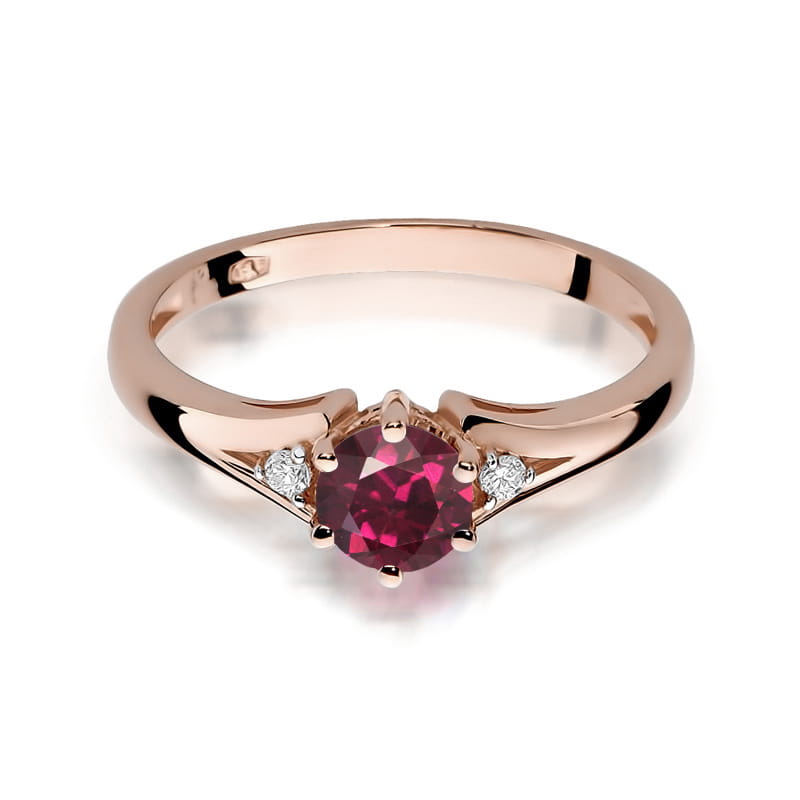 Inel Aur 14K cu Rhodolite 0.60 ct si Diamante Naturale 0.03 ct, imaginea 6 din 12