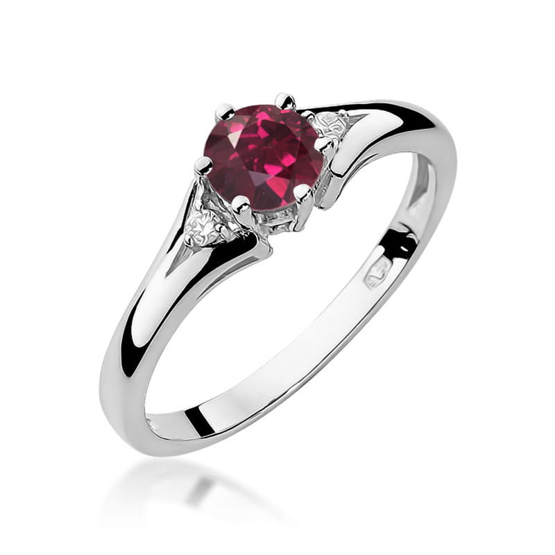 Inel Aur 14K cu Rhodolite 0.60 ct si Diamante Naturale 0.03 ct, imaginea 9 din 12