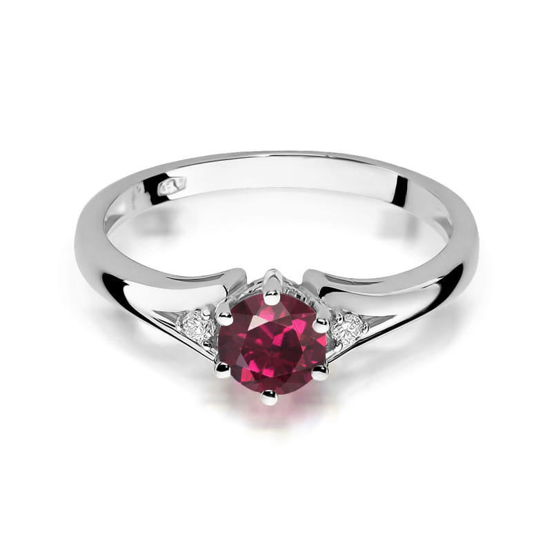 Inel Aur 14K cu Rhodolite 0.60 ct si Diamante Naturale 0.03 ct, imaginea 10 din 12