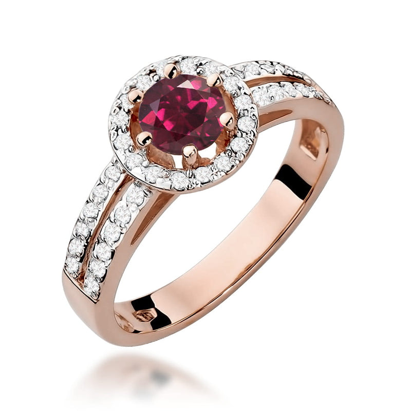 Inel Aur 14K cu Rhodolite 0.60 ct si Diamante Naturale 0.20 ct, imaginea 5 din 12