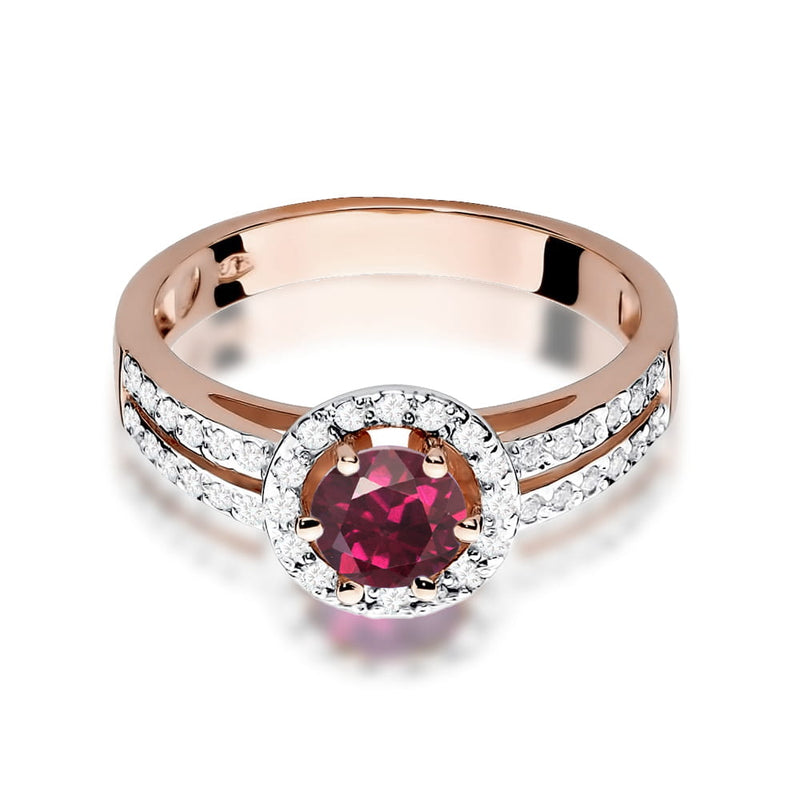 Inel Aur 14K cu Rhodolite 0.60 ct si Diamante Naturale 0.20 ct, imaginea 6 din 12