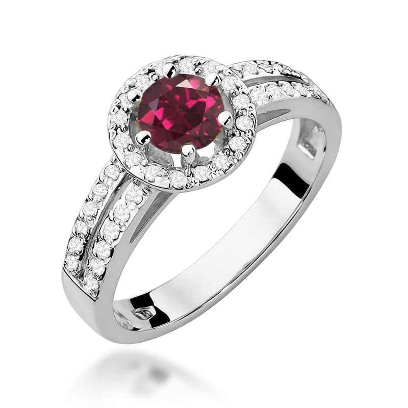 Inel Aur 14K cu Rhodolite 0.60 ct si Diamante Naturale 0.20 ct, imaginea 9 din 12