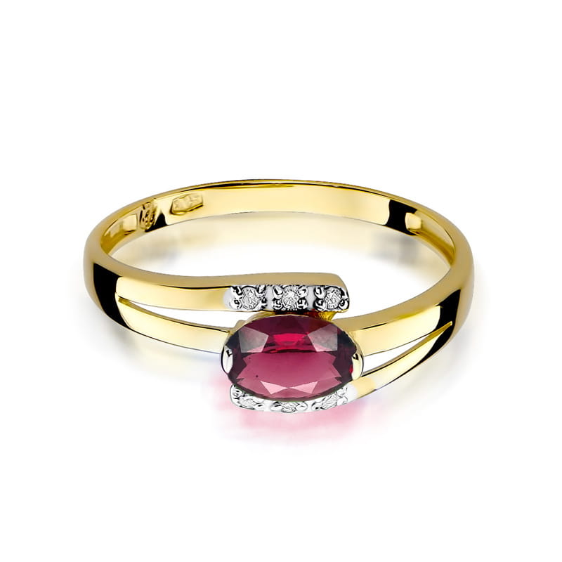 Inel Aur 14K cu Rhodolite 0.50 ct si Diamante Naturale 0.05 ct, imaginea 2 din 12