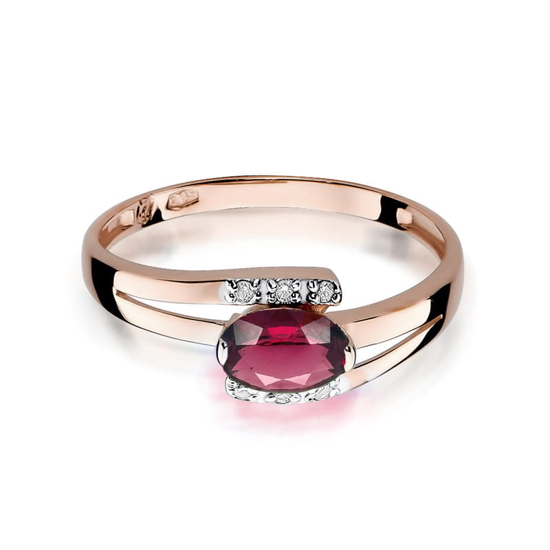 Inel Aur 14K cu Rhodolite 0.50 ct si Diamante Naturale 0.05 ct, imaginea 6 din 12
