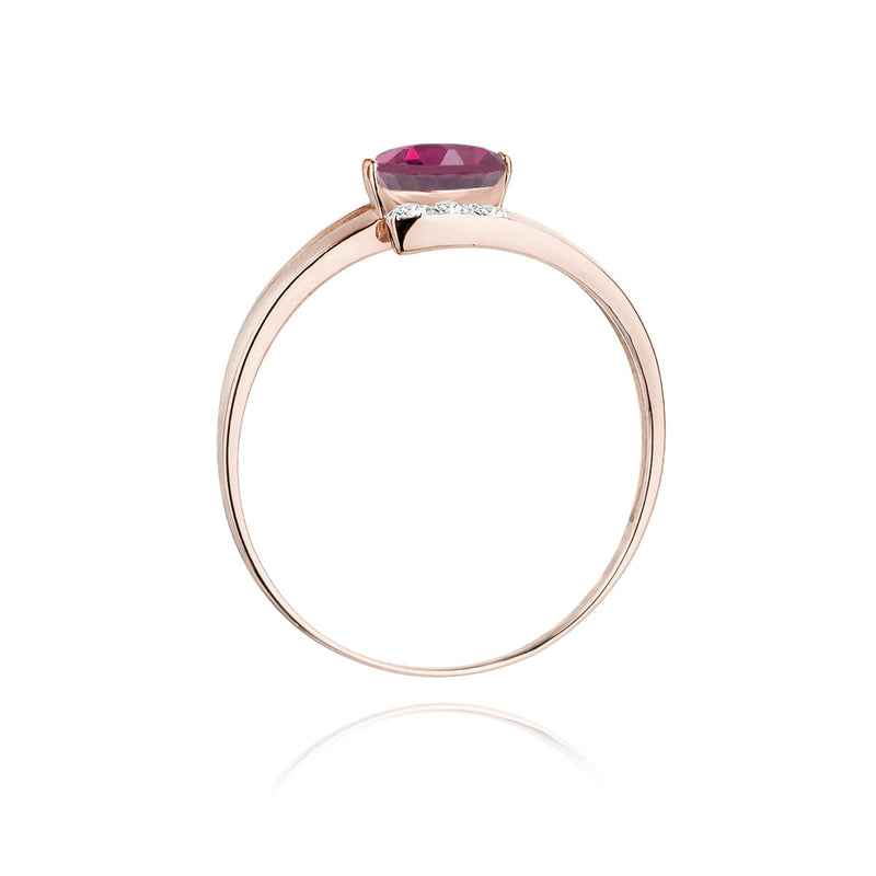 Inel Aur 14K cu Rhodolite 0.50 ct si Diamante Naturale 0.05 ct, imaginea 7 din 12