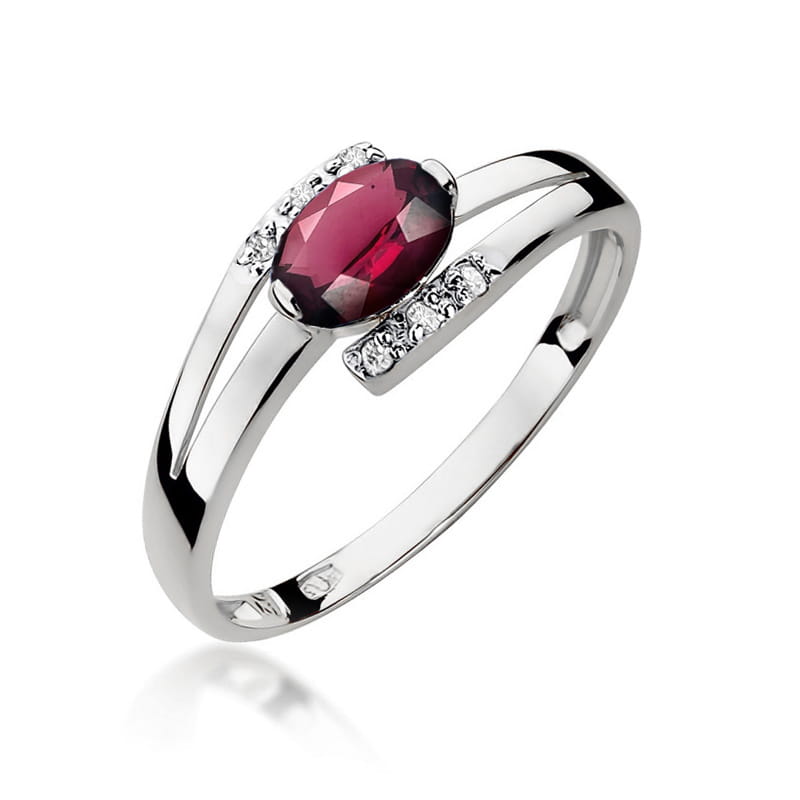 Inel Aur 14K cu Rhodolite 0.50 ct si Diamante Naturale 0.05 ct, imaginea 9 din 12