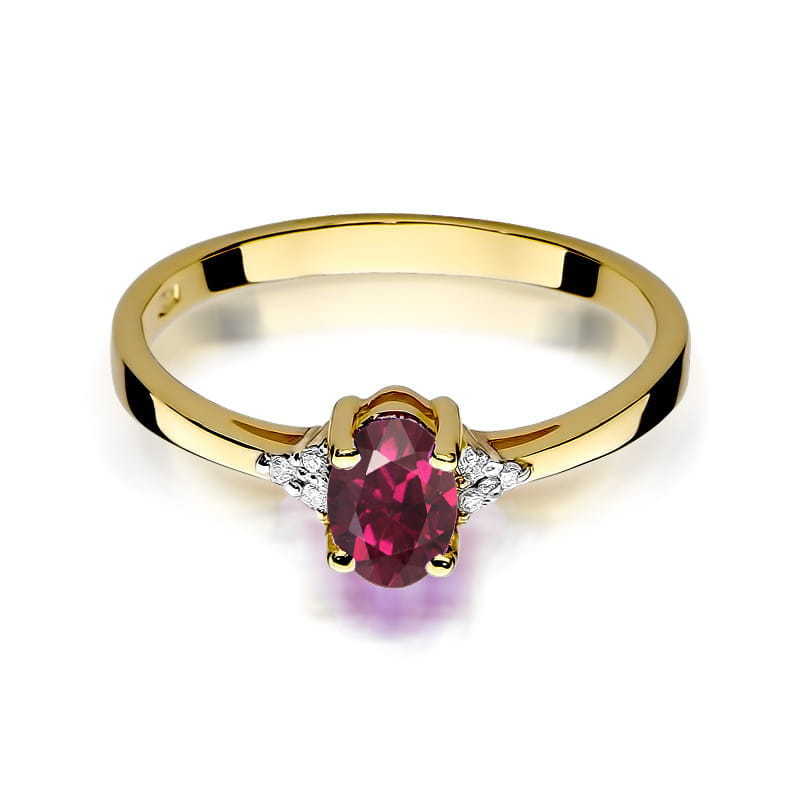 Inel Aur 14K cu Rhodolite 0.50 ct si Diamante Naturale 0.05 ct, imaginea 2 din 12