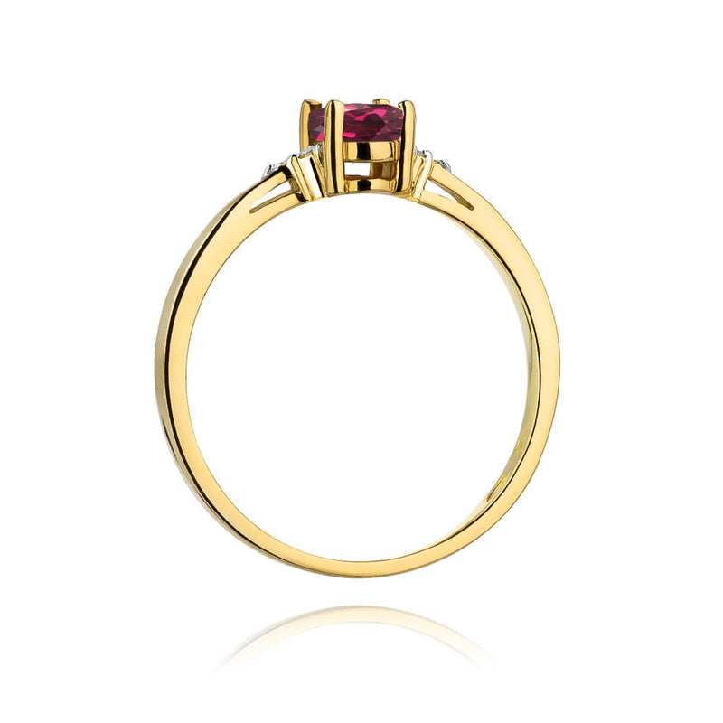 Inel Aur 14K cu Rhodolite 0.50 ct si Diamante Naturale 0.05 ct, imaginea 3 din 12