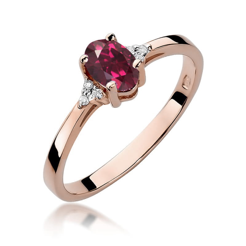 Inel Aur 14K cu Rhodolite 0.50 ct si Diamante Naturale 0.05 ct, imaginea 5 din 12