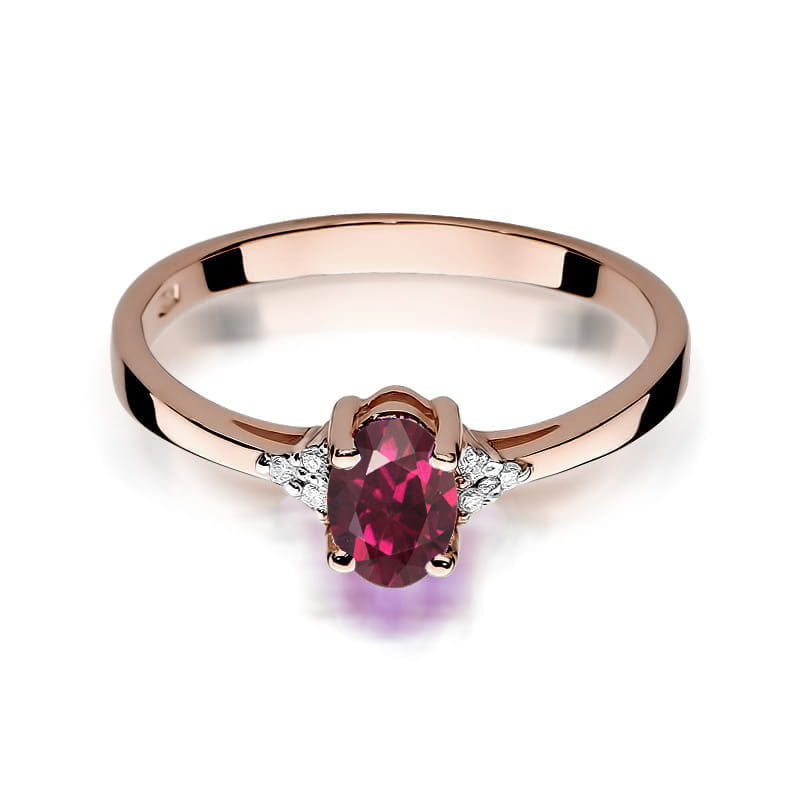 Inel Aur 14K cu Rhodolite 0.50 ct si Diamante Naturale 0.05 ct, imaginea 6 din 12